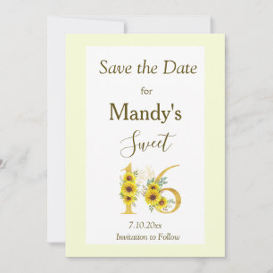 Save The Date Sweet 16 Sunflower Anniversaire Enregistrer La Dat