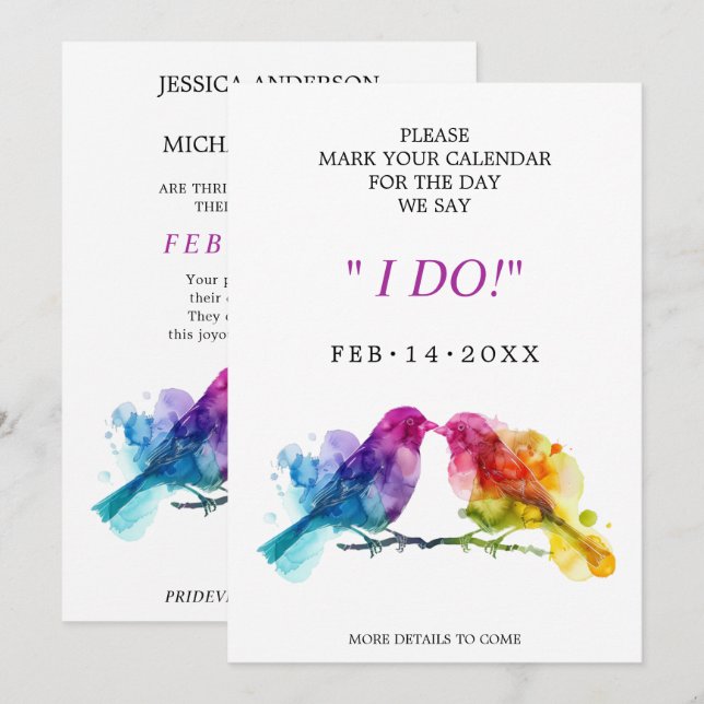 Save The Date Sweet LGBTQ+ Aiguilles arc-en-ciel (Devant / Derrière)