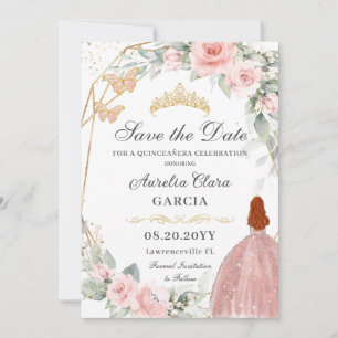 Save The Date Sweet sixteen d'or rose pâle QUINCEAÑERA