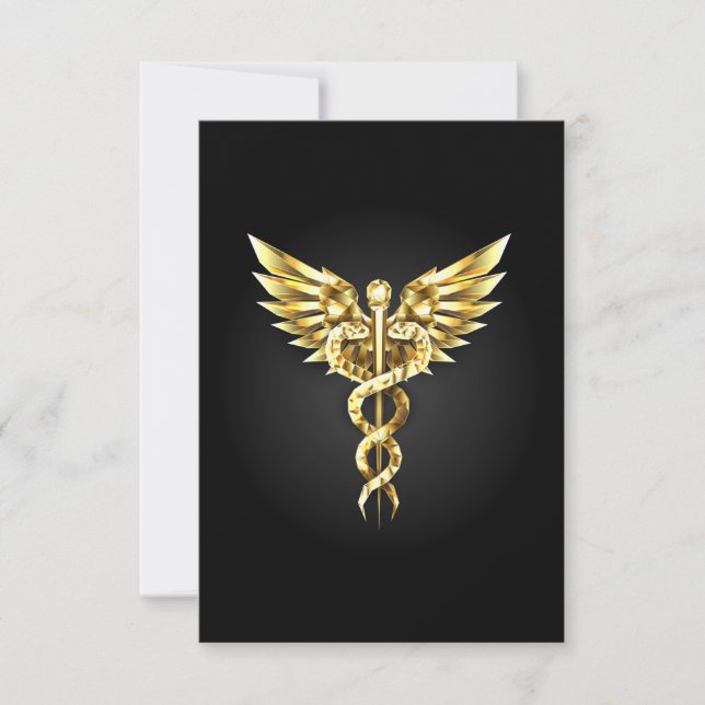 Save The Date Symbole caducee polygonale en or (Devant)