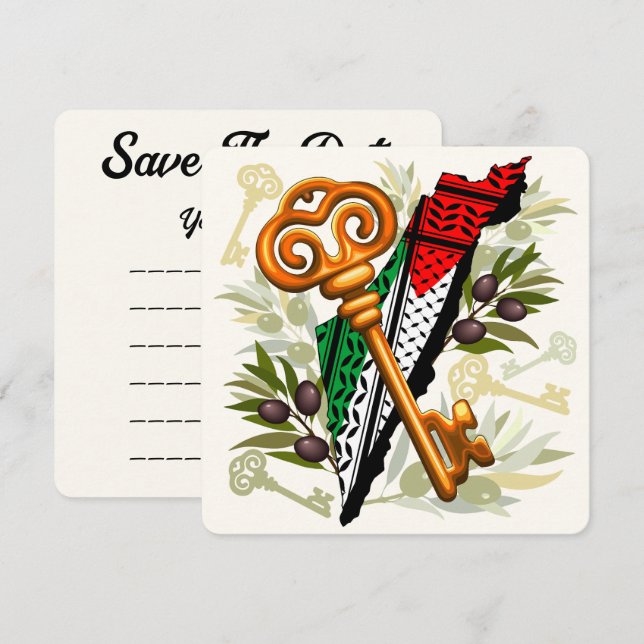 Save The Date Symbole clé palestinien du droit au retour (Devant / Derrière)