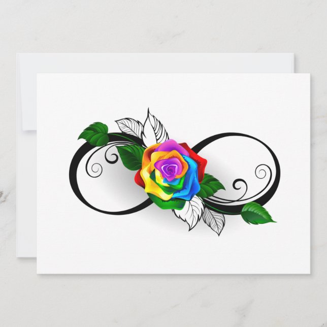 Save The Date Symbole d'infini avec Rose arc-en-ciel (Devant)