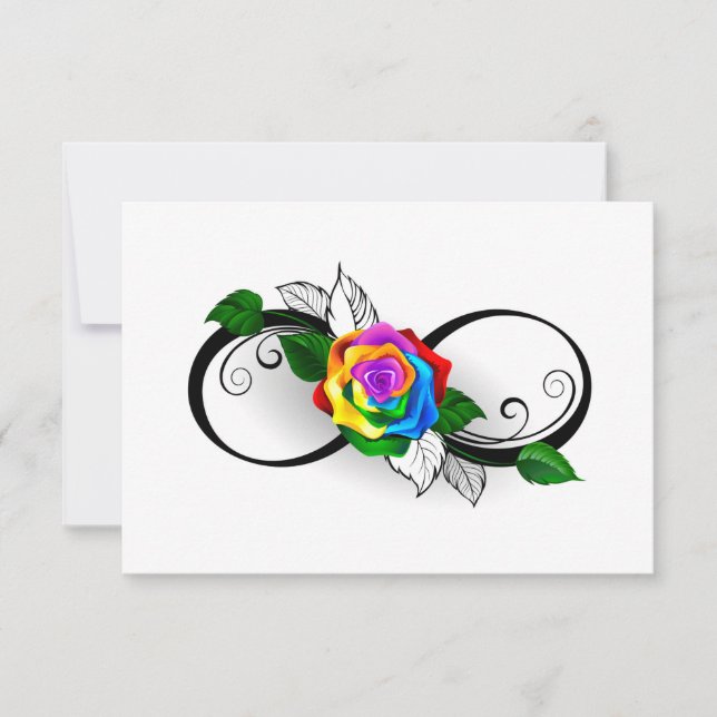 Save The Date Symbole d'infini avec rose arc-en-ciel (Devant)