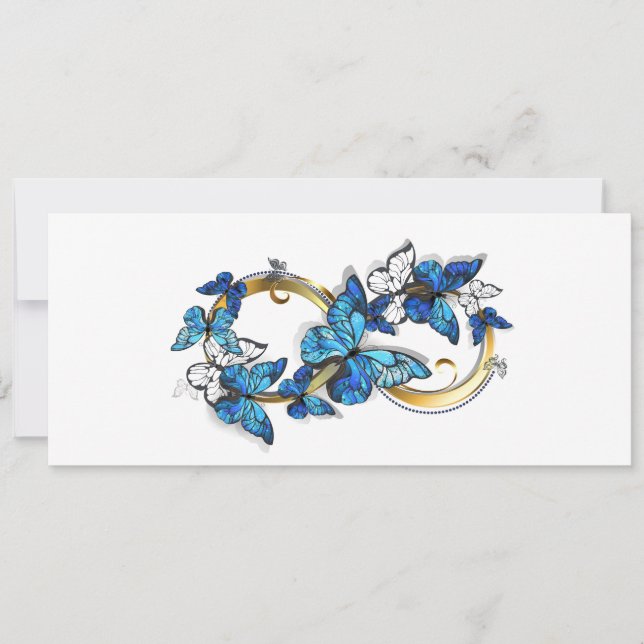 Save The Date Symbole infini de papillons Morpho bleus (Devant)