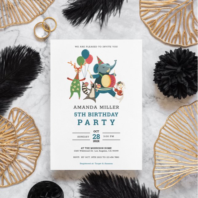 Save The Date Sympa Animal Birthday Party Musique Band Pour Enfa (Créateur téléchargé)