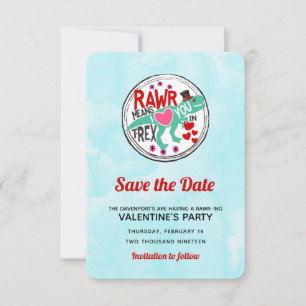 Save The Date T-Rex dans un Tophat CutE Valentine Enregistrer la