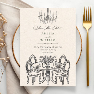 Save The Date Table à manger vintage élégante mariage