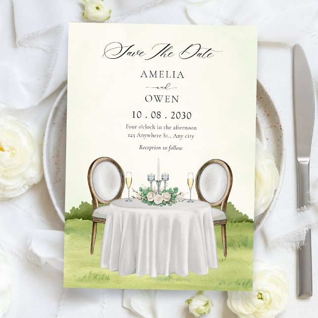 Save The Date Table de jardin romantique pour dîner  (Créateur téléchargé)