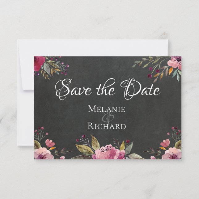 Save The Date Tableau de bord et floral blanc Enregistrer la car (Devant)