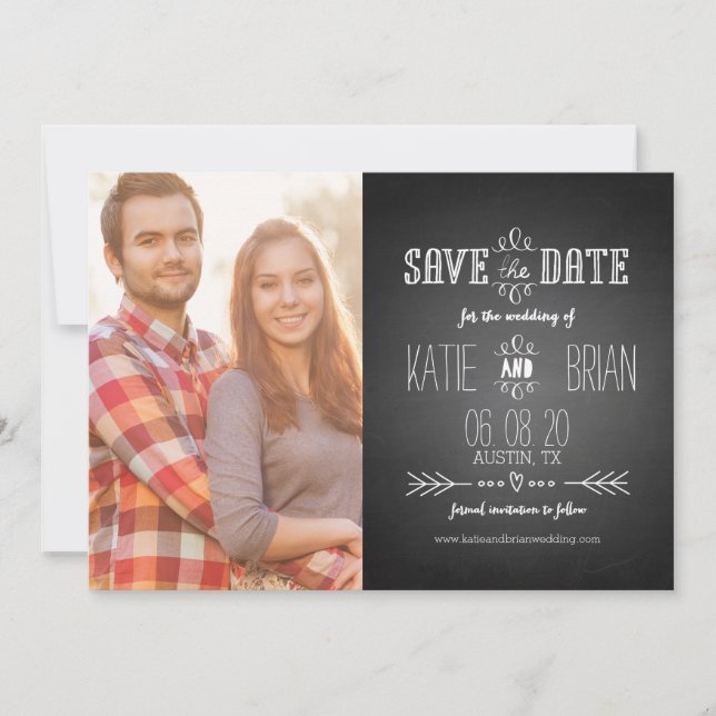 Save The Date Tableau de bord vintage | Photo Enregistrer la car (Devant)