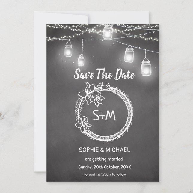 Save The Date Tableau noir blanc Mariage (Devant)