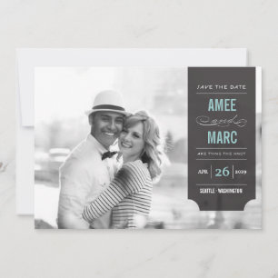 Save The Date Tabulation Noir Moderne Style Chic Photo Enregistr