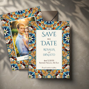 Save The Date Talavera azulejo tuile vintage mariage mexicain