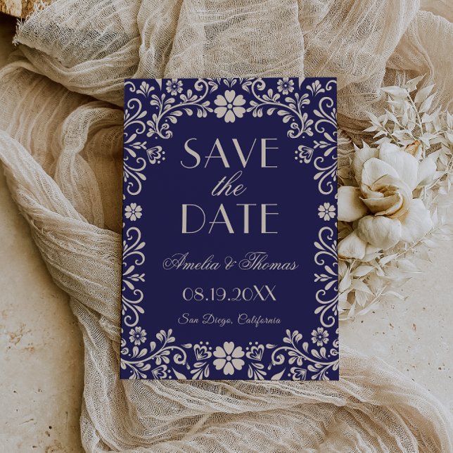 Save The Date Talavera Blue Mexican Wedding  (Créateur téléchargé)