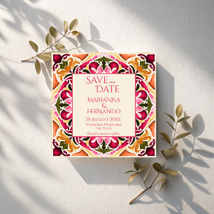 Save The Date Talavera carreaux fuchsia mariage mexicain vintage
