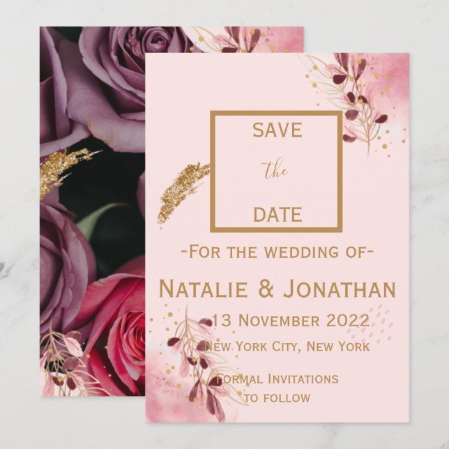 Save The Date Tapis bordeaux et rose vif Rose (Devant / Derrière)