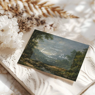 Save The Date Tapisserie romantique vintage bleue Détails de mar