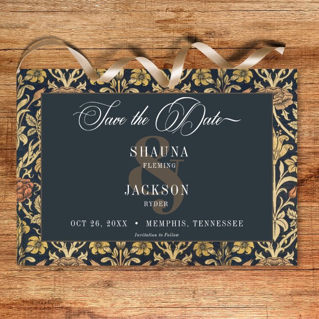 Save The Date Tapisserie victorienne William Morris Floral Maria (Victorian Tapestry William Morris Floral Wedding Save The Date)