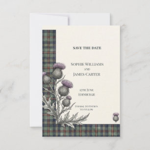 Save The Date Tartan Vert Foncé Chardon Mariage Écossais Enregis