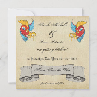 Save The Date Tatouage Ancien Oiseaux Marin Mariage Économisez l