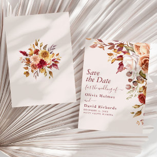 Save The Date Taupe Floral Mariage Élégant Neutre