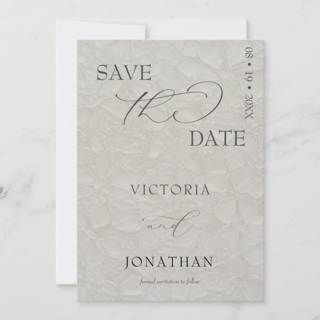Save The Date Taupe & Noir Simple Élégant  (Devant)