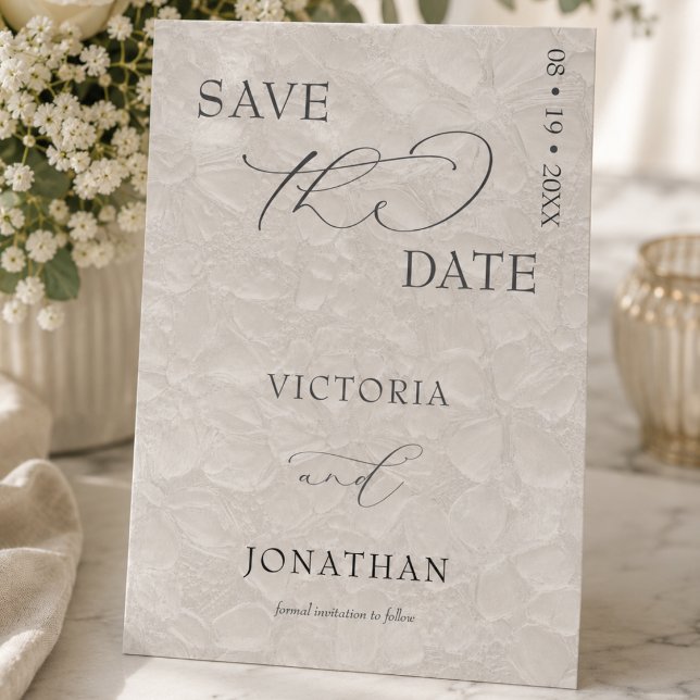 Save The Date Taupe & Noir Simple Élégant  (Créateur téléchargé)