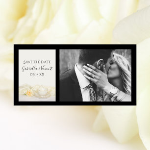 Save The Date Tea Cup avec White Rose Wedding Enregistrer la Dat