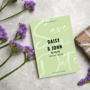 Save The Date Tea vert Moderne Typographie de script Enregistrer