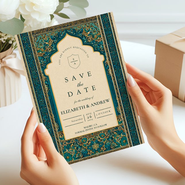 Save The Date Teal Arch Islamic Wedding (Créateur téléchargé)