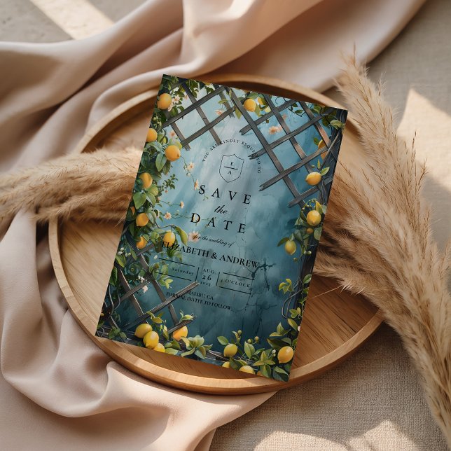 Save The Date Teal Citrus Blossom Garden Wedding (Créateur téléchargé)