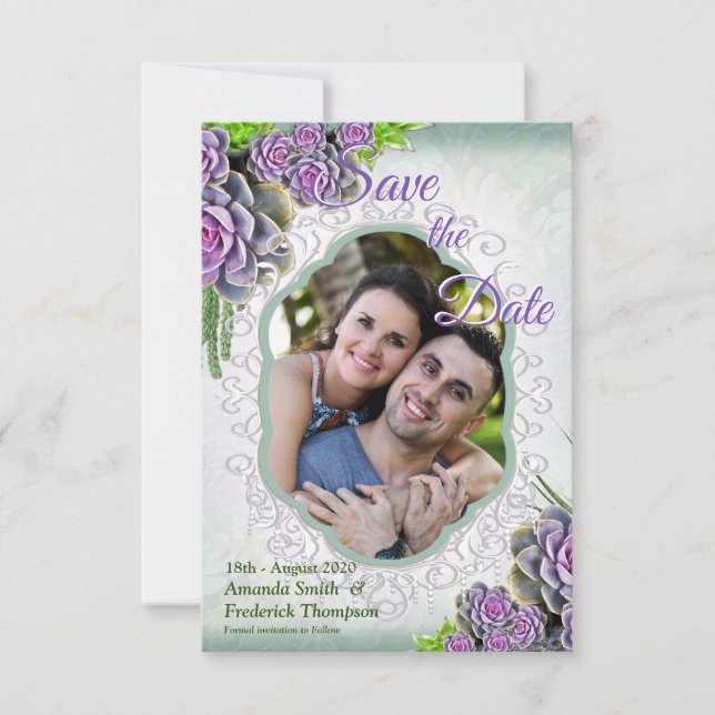 Save The Date Teintes succulentes de SeaGreen, Violet  Enregistr (Devant)