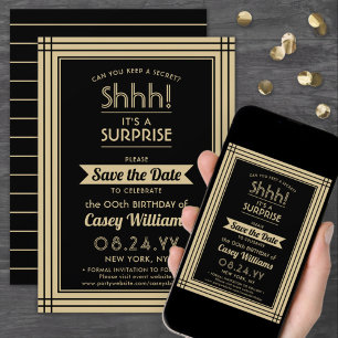 Save The Date Téléchargement Surprise Fête d'anniversaire Noir &