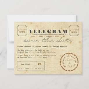 Save The Date Télégramme vintage Enregistrer la date