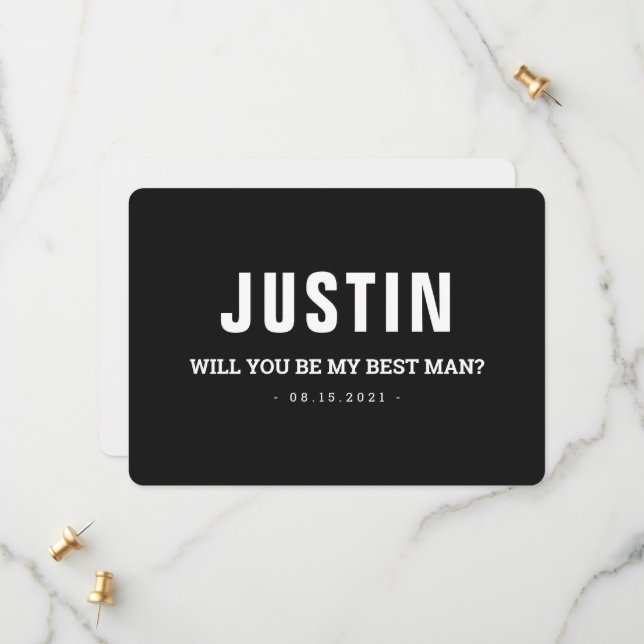 Save The Date Témoin de mariage moderne Proposition noir et blan (Devant/Arrière en situation)