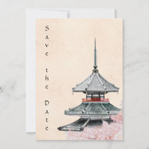 Temple japonais et Mariage de fleurs de cerisiers