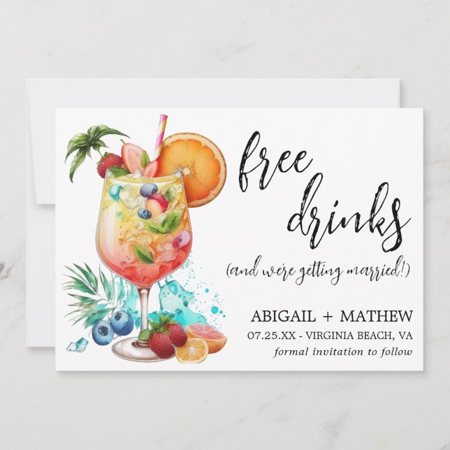 Save The Date Tendance de photo de cocktail de boisson tropicale (Devant)