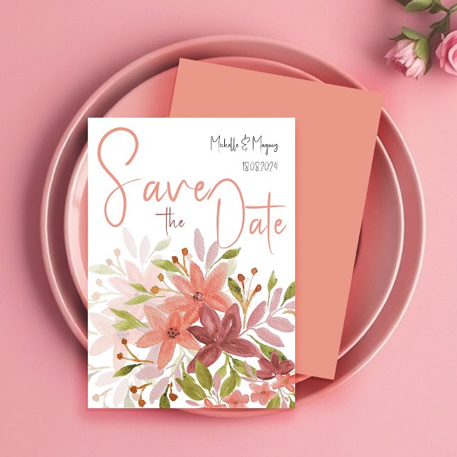 Save The Date Tendre Terracotta Rustique Vert Blush (Créateur téléchargé)