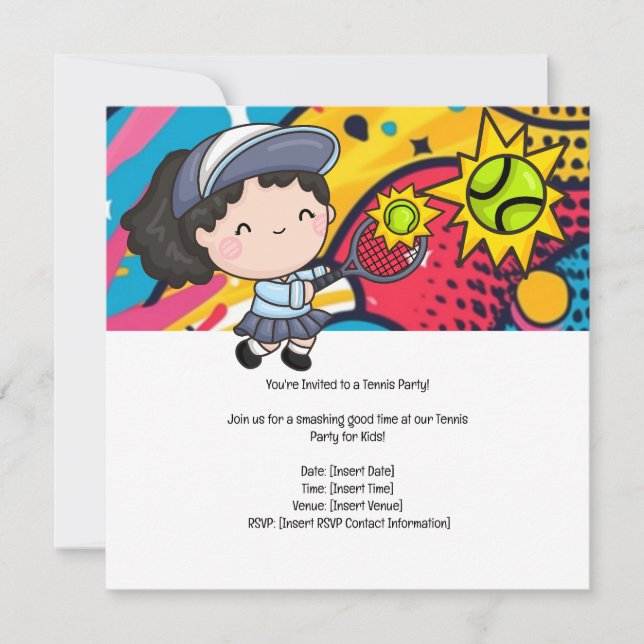 Save The Date Tennis Kid Birthday Party (Devant)