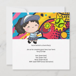 Save The Date Tennis Kid Birthday Party