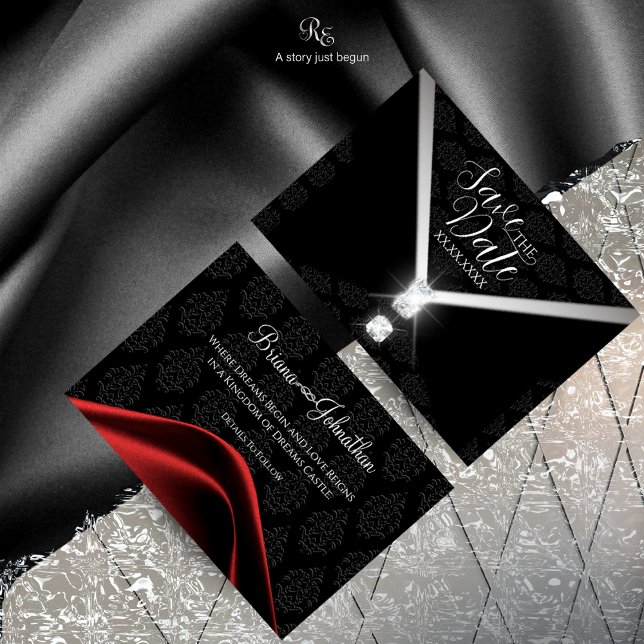 Save The Date Tenue de soirée Diamant pour annoncer la date de s (Announce your day in black-tie style with this luxe Save the Date.)