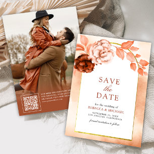 Save The Date Terme aquarelle Floral Terracotta Mariage Photo