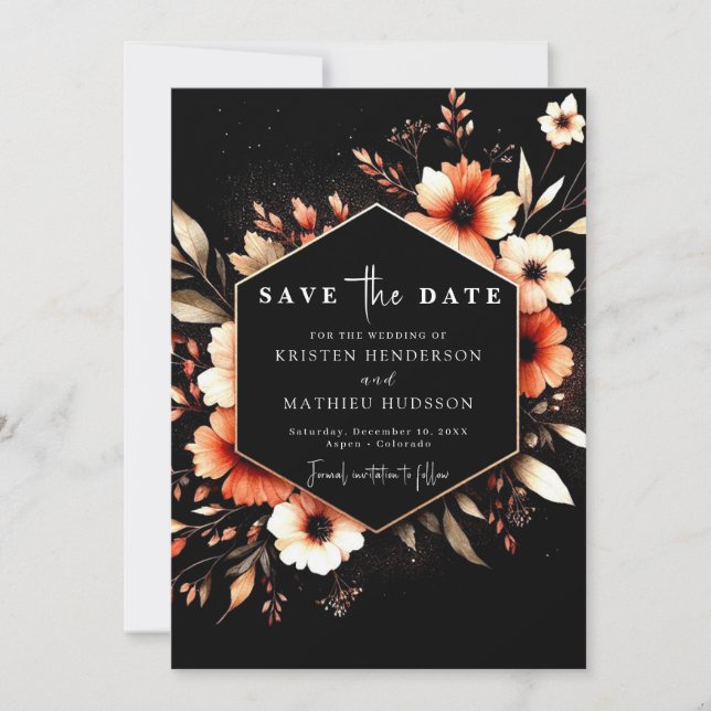 Save The Date Terme romantique Mariage en terre cuite (Devant)