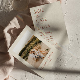 Save The Date Terracotta Beige Boho Chic Earthy Mariage moderne