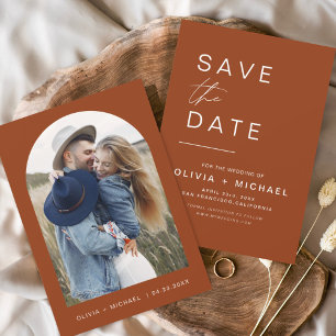 Save The Date Terracotta Boho Enregistrer la Date Photo Minimali