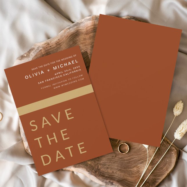 Save The Date Terracotta Boho Gold Enregistrer la date Elegant G (Créateur téléchargé)