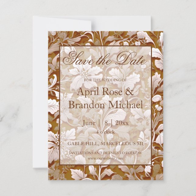 Save The Date Terracotta Burnt Orange Boho botanique moderne (Devant)