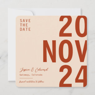 Save The Date Terracotta Burnt Orange Minimal Élégant Moderne