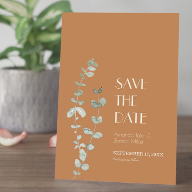 Save The Date Terracotta Eucalyptus Déco Mariage Enregistrer La  (Créateur téléchargé)
