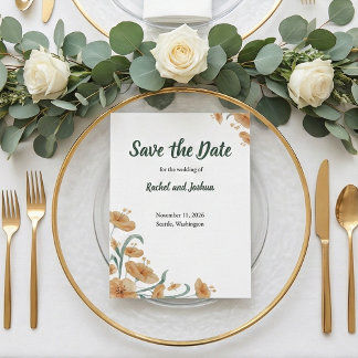 Save The Date Terracotta Floral Watercolor | Boho Wedding